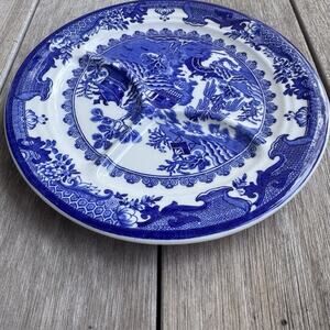 Vintage Blue Willow Divided Ideal Grill Plate 10.25" USA Blue White Oriental